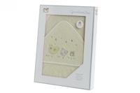 Gamberritos badcape Vogeltjes 100 x 100 cm katoen beige