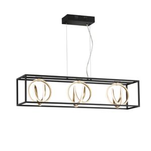 Fischer & Honsel 3-lichts hanglamp Gisi zwart met goud 60914