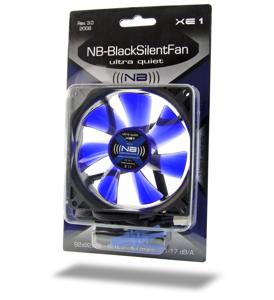 NoiseBlocker BlackSilent XE1 PC-ventilator Zwart, Blauw (transparant) (b x h x d) 92 x 92 x 25 mm