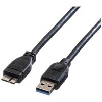 ROLINE USB 3.2 Gen 1 kabel, type A M - Micro A M, zwart, 0,8 m - thumbnail