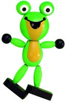 Detoa magneet kikker 6,7 x 3,4 cm hout lichtgroen/zwart