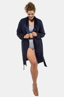 Ulla Popken Badjas, comfortabel wijd en open model, opstaande kraag - Grote Maten