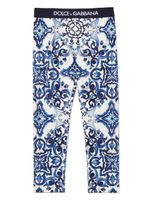 Dolce & Gabbana Kids legging à imprimé Majolica - Blanc