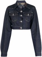 Philipp Plein veste en jean crop à logo brodé - Bleu - thumbnail