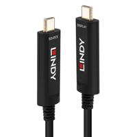 LINDY 38505 USB-C-displaykabel Aansluitkabel USB-C stekker, USB-C stekker 30.00 m Zwart