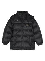 Dolce & Gabbana Kids manteau à capuche à plaque logo - Noir