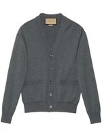 Gucci logo-embroidered wool cardigan - Gris