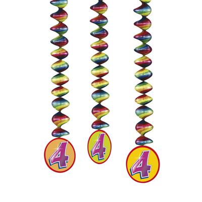 Hangdecoratie 4 jaar aan spiraalslingers
