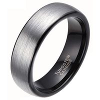 Wolfraam ring geborsteld zilver met Zwart 6mm-17mm