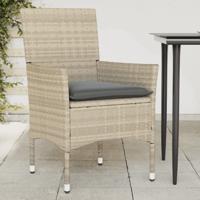 Tuinstoelen 2 st met kussens poly rattan lichtgrijs - thumbnail