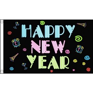 Happy New Year neon vlag