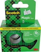 Scotch Magic Tape plakband ft 19 mm x 7,5 m, dispenser + 3 rolletjes, ophangbaar doosje - thumbnail