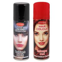 Set van 2x kleuren haarverf/haarspray van 125 ml - Zwart en Rood - thumbnail