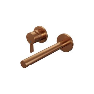 Inbouw Wastafelmengkraan Brauer Copper Edition Coldstart Rechte Uitloop Halfronde Hendel Links Geborsteld Koper PVD Met Rozetten Brauer