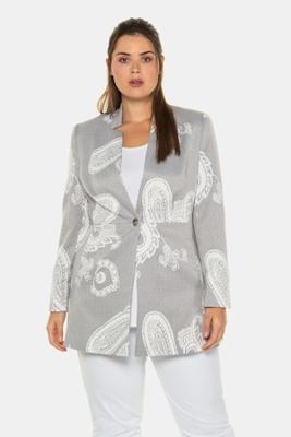 Ulla Popken Longblazer, paisley, knoopsluiting, naadzakken - Grote Maten