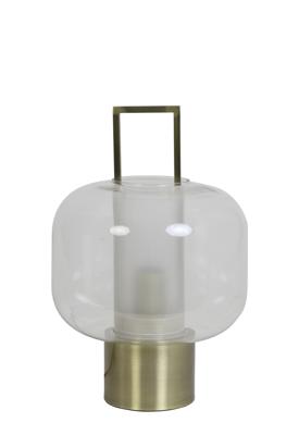 Light & Living Tafellamp 'Arturos', glas helder+brons