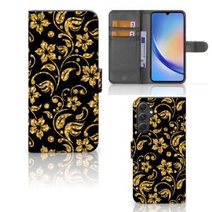 Samsung Galaxy A24 4G Hoesje Gouden Bloemen