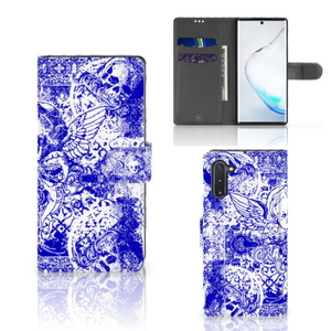 Telefoonhoesje met Naam Samsung Galaxy Note 10 Angel Skull Blauw