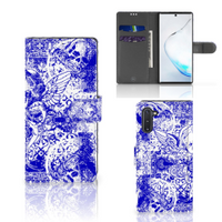 Telefoonhoesje met Naam Samsung Galaxy Note 10 Angel Skull Blauw - thumbnail