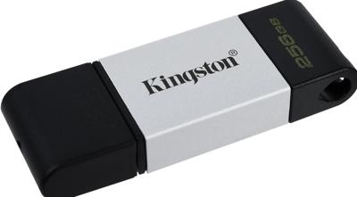 Kingston Technology DataTraveler 80 USB flash drive 256 GB USB Type-C 3.2 Gen 1 (3.1 Gen 1) Zwart, Zilver Kingston Technology DataTraveler 80 USB flash drive 256 GB USB Type-C 3.2 Gen 1 (3.1 Gen 1) Zwart, Zilver