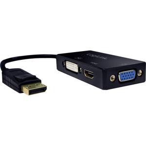 LogiLink CV0109 Adapter [1x DisplayPort stekker - 1x DVI-bus 24+1-polig, HDMI-bus, VGA-bus] Zwart