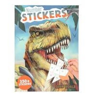Depesche 13243 Dino World Number Sticker - Stickerboek met 16 pagina's voor het ontwerpen van dinosaurusmotieven op nummer, inclusief 8 stickervellen