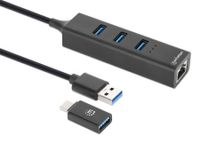 Manhattan 180894 interface hub USB 3.2 Gen 1 (3.1 Gen 1) Type-A + Type-C 5000 Mbit/s Zwart - thumbnail