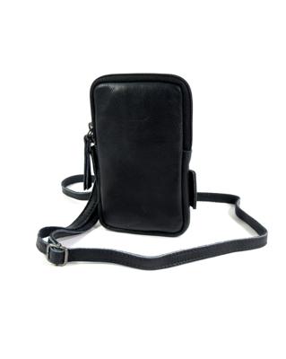 Dames leren telefoon heup schoudertasje zwart