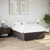 vidaXL Bedframe zonder matras stof donkerbruin 140x190 cm, bed, bed ombouw, twijfelaar bed, bedbodem, slaapkamermeubel, 2 persoonsbed, tweepersoonsbed