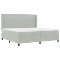 vidaXL Boxspringbed met matras fluweel lichtgrijs 200x200 cm