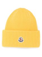 Moncler bonnet en maille ajourée à patch logo - Jaune