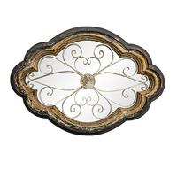 Clayre & Eef Spiegel 70x100 cm Goudkleurig Zwart Ijzer Hout Ovaal Grote Spiegel