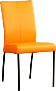 Oranje leren moderne eetkamerstoel Comfort - poot rond zwart - Toledo Leer Mandarin (oranje leer)