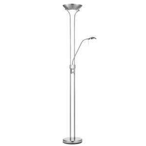 Klassieke vloerlamp 50/50/180cm - dimbare staande lamp met flexibele leeslamp - Geborsteld staal - LED geintegreerd - geschikt voor woonkamer, slaapkamer en thuiskantoor