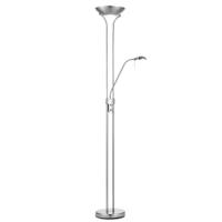 Klassieke vloerlamp 50/50/180cm - dimbare staande lamp met flexibele leeslamp - Geborsteld staal - LED geintegreerd - geschikt voor woonkamer, slaapkamer en thuiskantoor - thumbnail