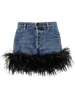 Miu Miu minijupe en jean à détails de plumes - Bleu