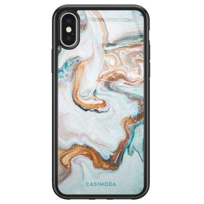 iPhone X/XS glazen hardcase - Marmer blauw iPhone X/XS glazen hardcase - Marmer blauw