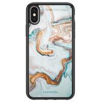 iPhone X/XS glazen hardcase - Marmer blauw