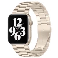 By Qubix - Stalen schakelband - Starlight/Sterrenlicht - Compatible met Apple watch 38mm / 40mm / 41mm / 42mm - Compatible Apple watch bandjes
