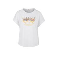 s.Oliver T-shirt met printopdruk wit/geel