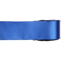 1x Blauwe satijnlint rollen 2,5 cm x 25 meter cadeaulint verpakkingsmateriaal