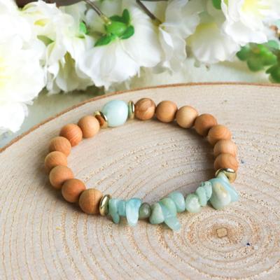 Edelsteen Armband Amazoniet Splitstenen met Hout Edelsteen Armband Amazoniet Splitstenen met Hout