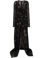 ROTATE BIRGER CHRISTENSEN robe longue fleurie col v - Noir