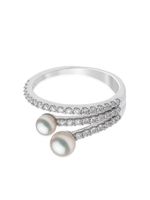 Yoko London bague Sleek en or blanc 18ct ornée de perles d'Akoya et diamants - Argent