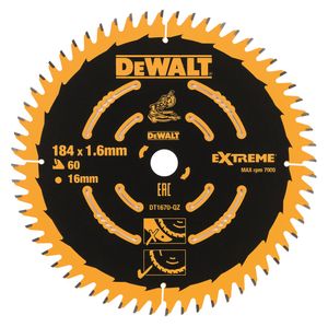 DeWalt Accessoires Cirkelzaagblad 184x16x60t, wisseltand, positief 7°, kerf 1,65mm - DT1670-QZ