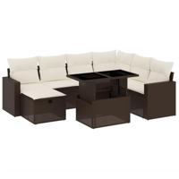 vidaXL 8-delige Loungeset met kussens poly rattan bruin