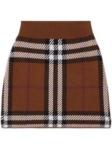 Burberry minijupe à carreaux en jacquard - Marron