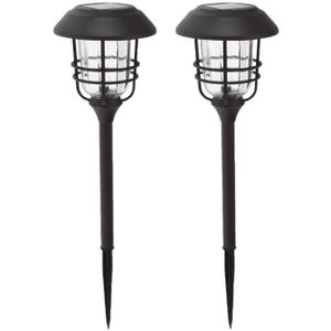 Set van 2x stuks solar tuinlampen/prikspots op zonne-energie 59 cm