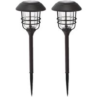 Set van 2x stuks solar tuinlampen/prikspots op zonne-energie 59 cm - thumbnail