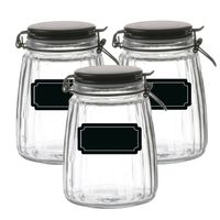 Weckpot/inmaakpot - 4x - 1.5L - glas - met beugelsluiting - incl. etiketten